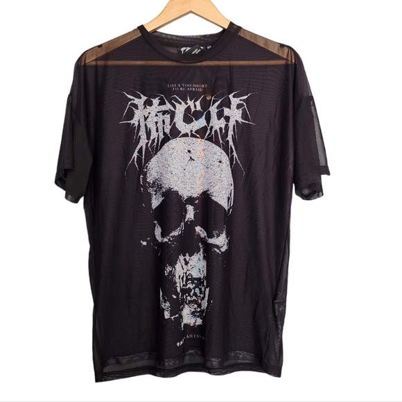 Killstar Fearless Mesh BF Tee Oversized Skull XS - Picture 2 of 6